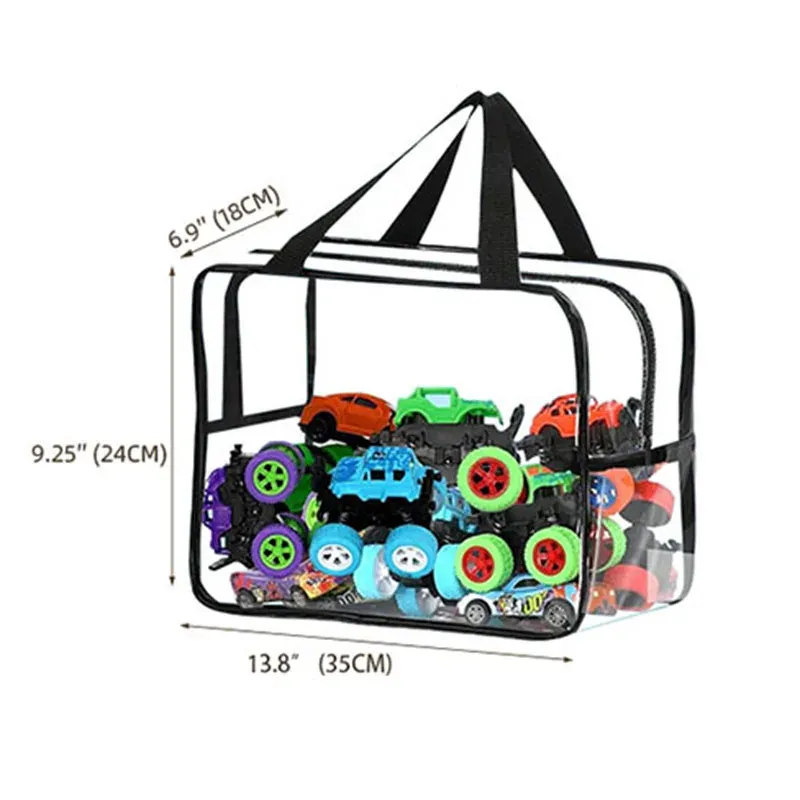Sac de rangement étanche à fermeture éclair en PVC transparent pour jouets, puzzles et accessoires de plage, organisateur de toilette cosmétique 10