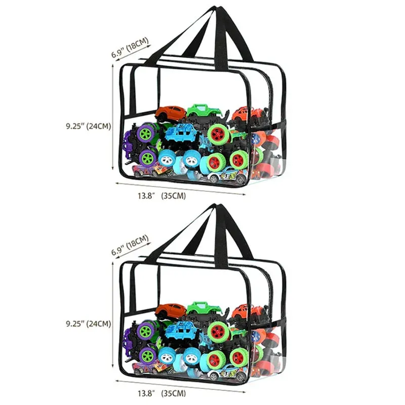 Sac de rangement étanche à fermeture éclair en PVC transparent pour jouets, puzzles et accessoires de plage, organisateur de toilette cosmétique 7
