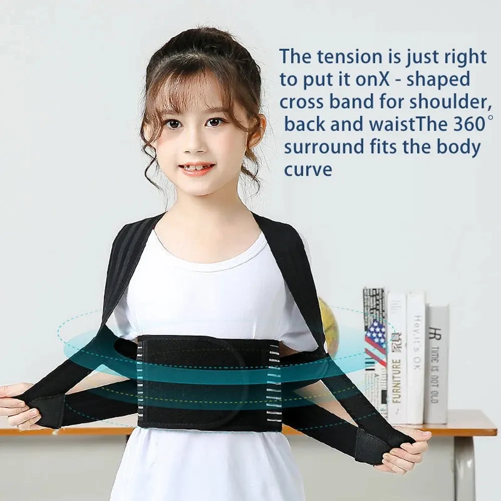 Correcteur de posture réglable pour enfants et adolescents, soutien du haut du dos et de la colonne vertébrale 4