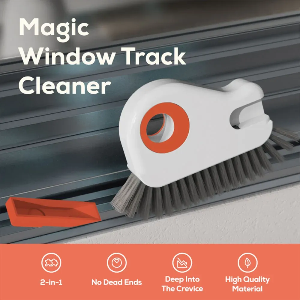 Brosse de nettoyage à main pour rainures, fentes de sol, cadres de fenêtre et rails de porte coulissante 2