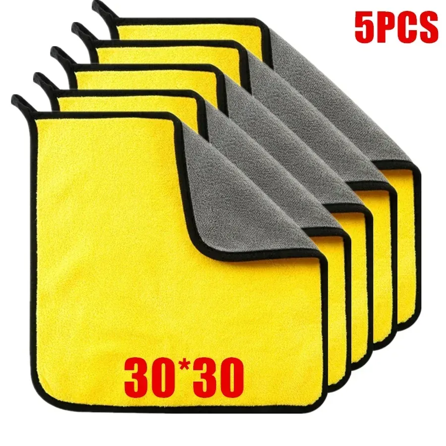 Chiffon de nettoyage automobile professionnel en microfibre, lot de 1, 2 ou 6 pièces, serviette de lavage et d'essuyage pour voiture 9