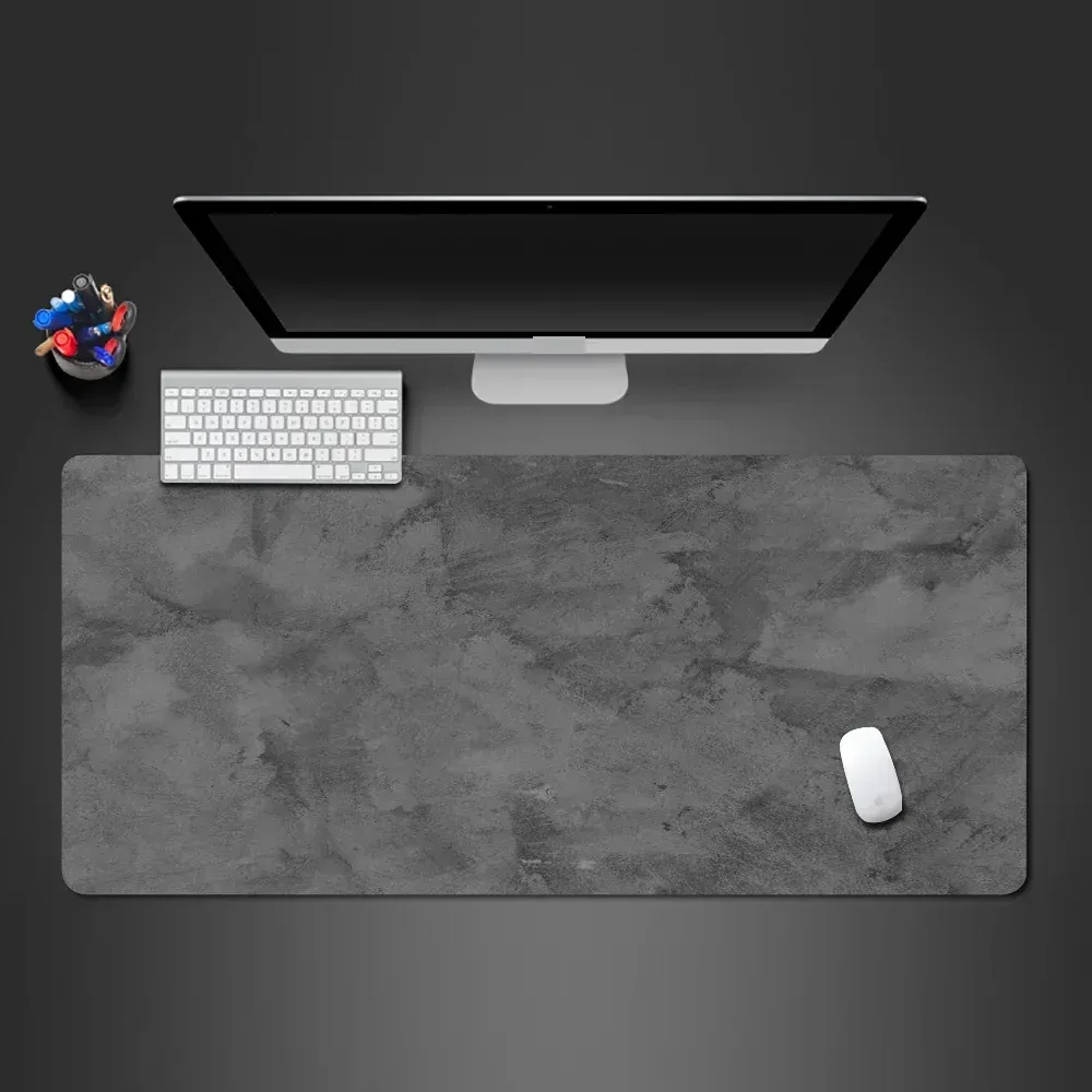 Tapis de souris gris, grand et petit format, bordures renforcées, antidérapant, pour clavier et bureau, série grise, tapis de jeu, accessoires informatiques. 2