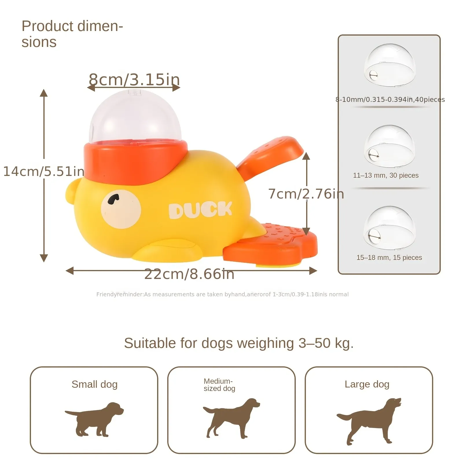 Jouet interactif 2-en-1 pour chien avec distributeur de friandises, design canard de dessin animé et mangeoire lente, idéal pour l'entraînement 3