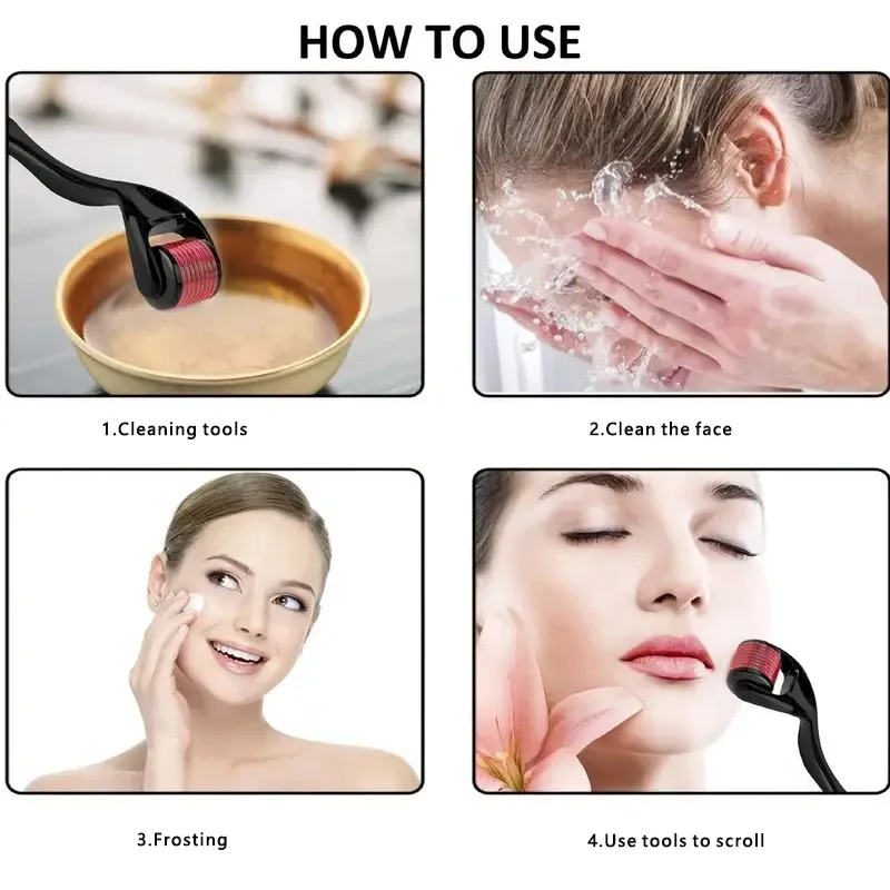 Rouleau de micro-aiguilles pour le visage, finition et ergonomie