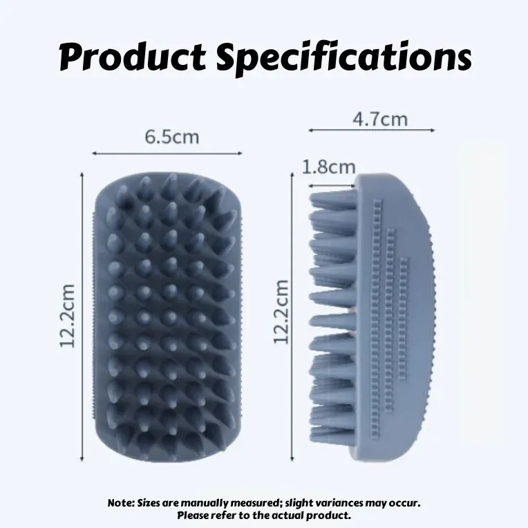 Brosse de massage de bain en silicone à 3 têtes pour chats et chiens – Collecte 96 % des poils humides lors du lavage – Outil de toilettage 8