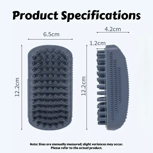 Brosse de massage de bain en silicone à 3 têtes pour chats et chiens – Collecte 96 % des poils humides lors du lavage – Outil de toilettage 7