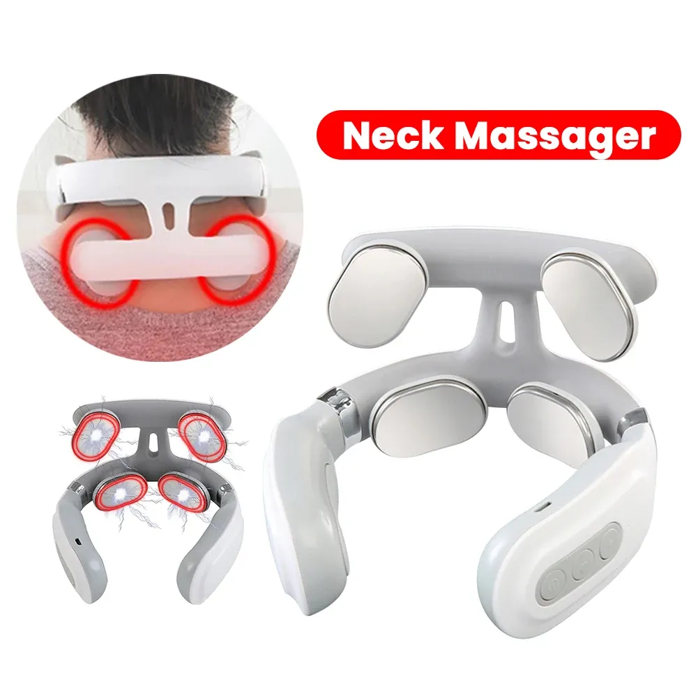 Masseur cervical 4 têtes rechargeable par USB avec chaleur, masseur de cou électrique, idéal comme cadeau de détente pour femmes et hommes 1