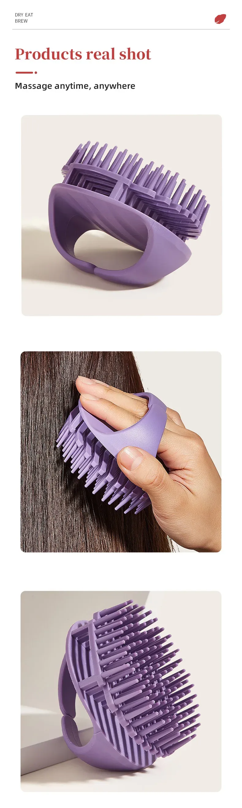 Brosse de massage en silicone, finitions soignées