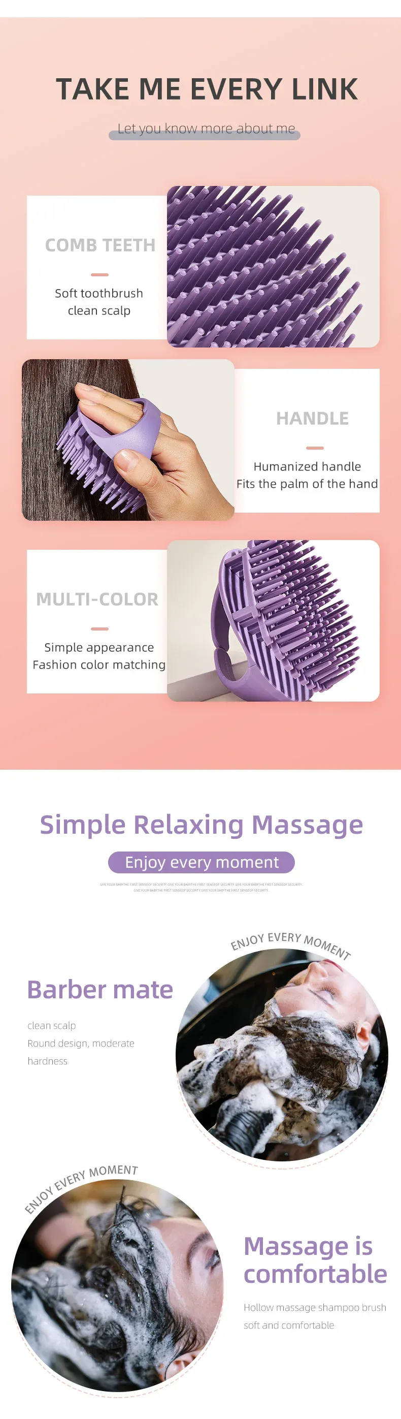 Brosse de massage en silicone en situation d'utilisation