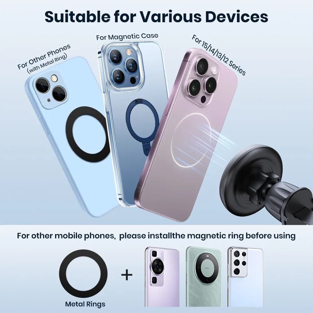 Support de téléphone magnétique MagSafe pour voiture TOPK, aimantation puissante, qualité supérieure, crochet métallique à une main 3