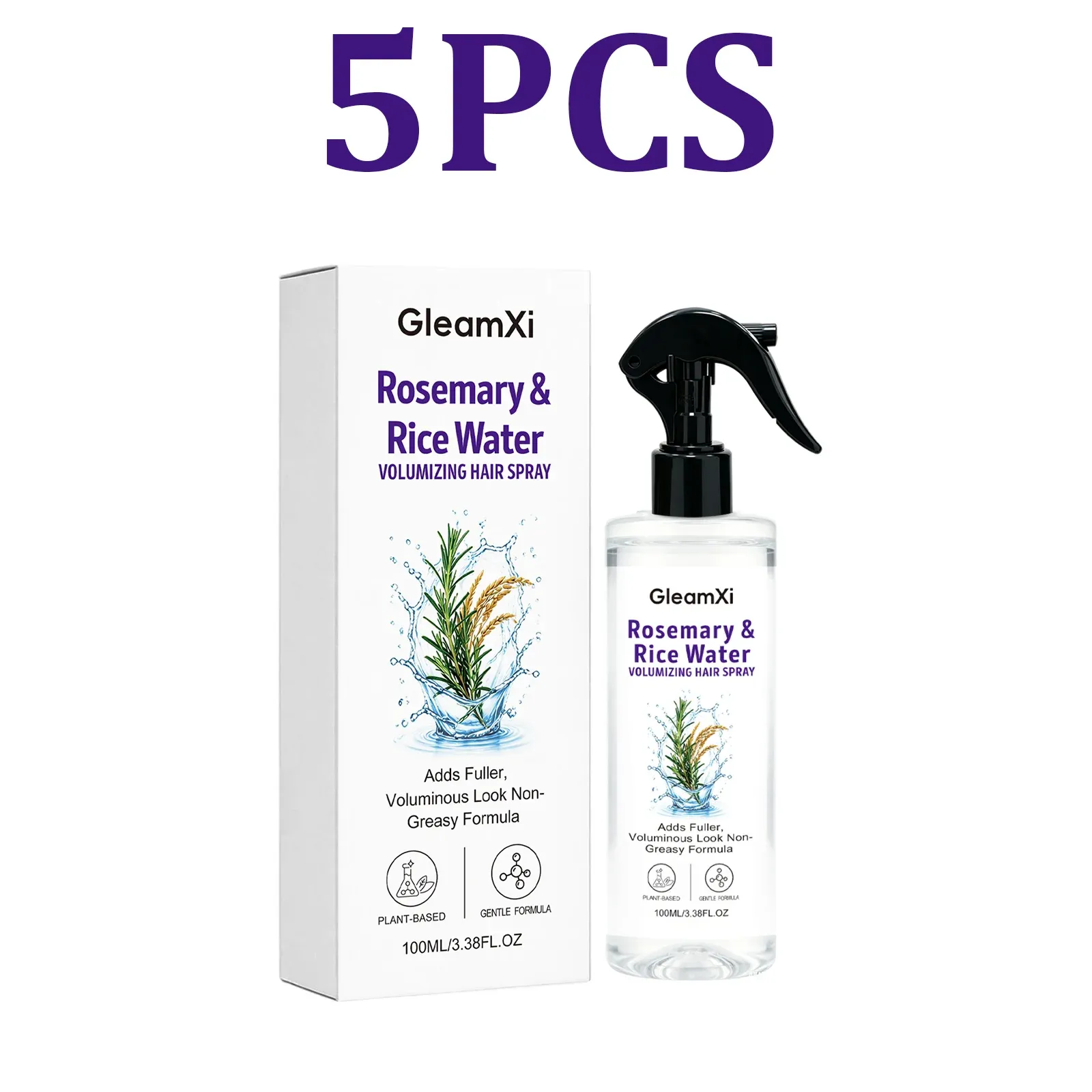 Spray capillaire à l'eau de riz et romarin pour cheveux fins et plats, sans rinçage 9