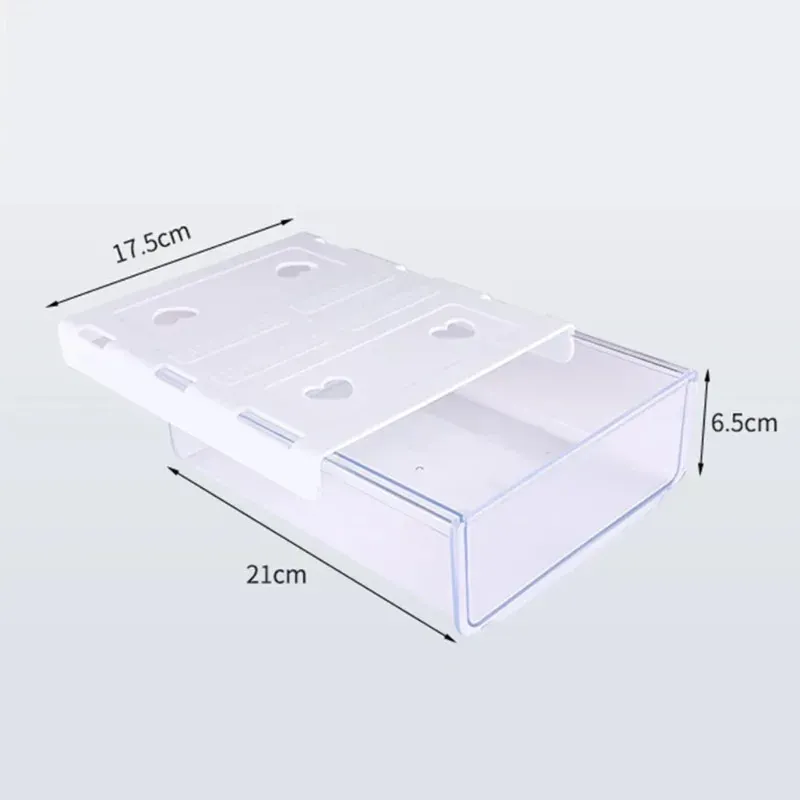 Tiroir de rangement transparent auto-adhésif à fixer sous le bureau, coloris blanc et gris 6