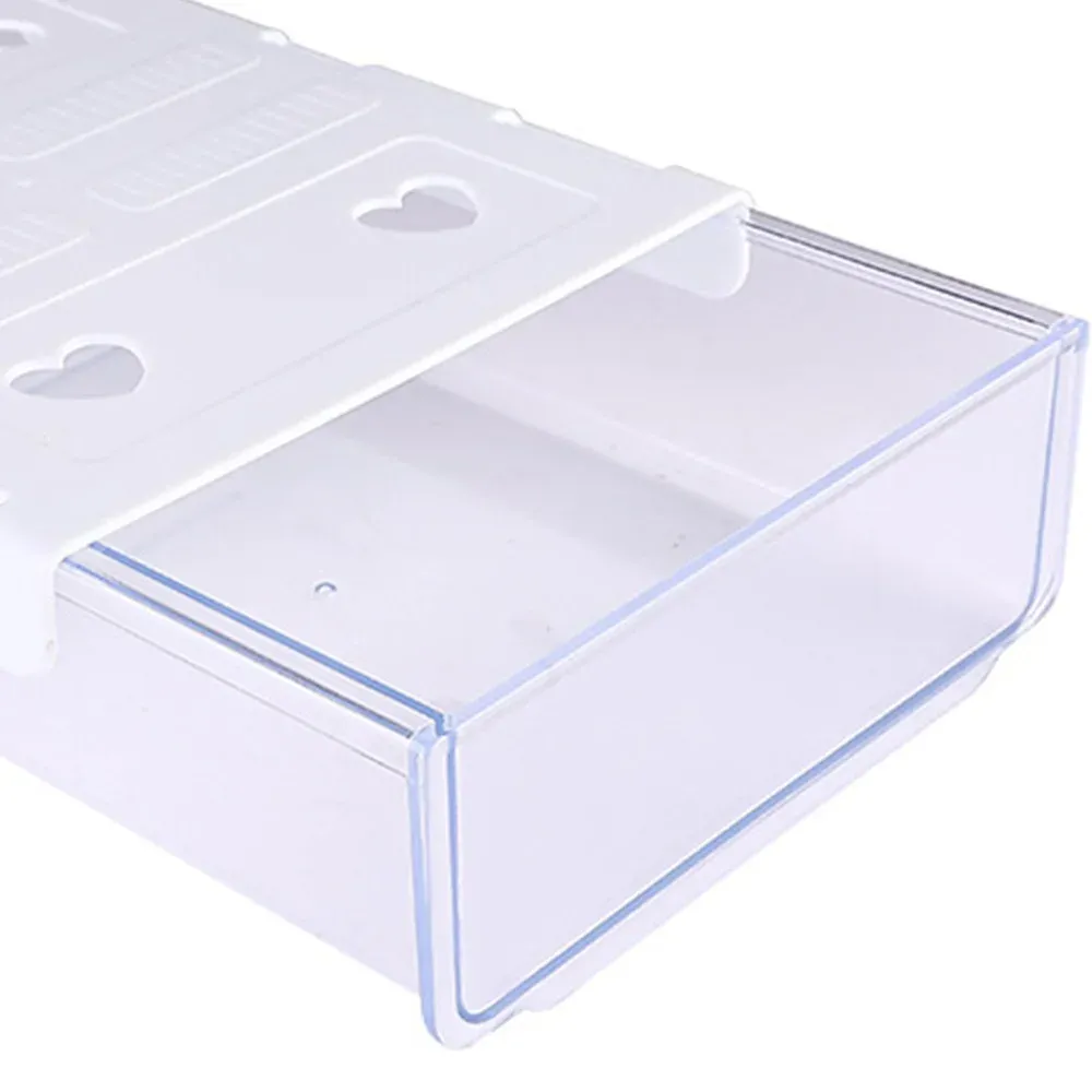 Tiroir transparent sous le bureau, détail des matériaux