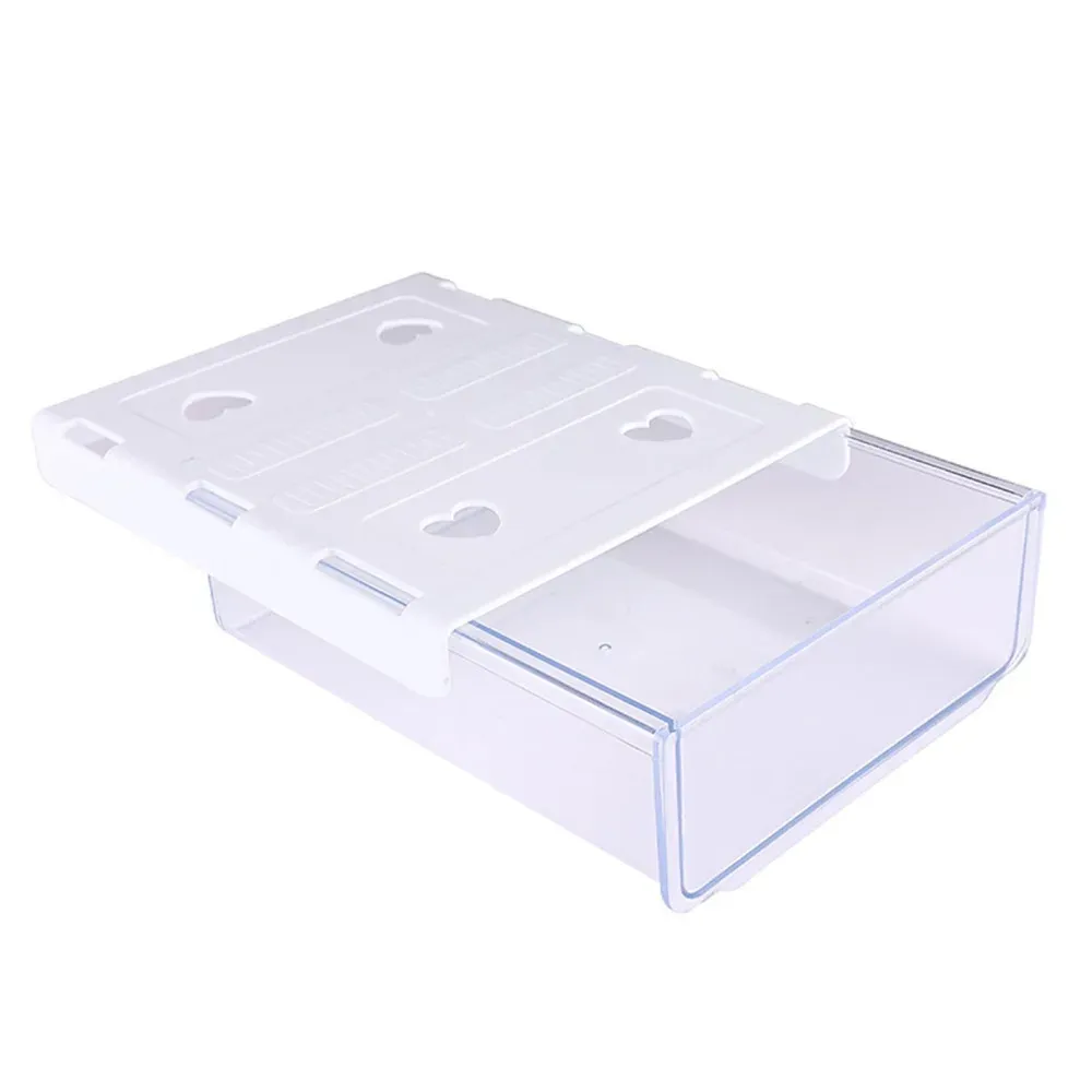 Tiroir de rangement transparent auto-adhésif à fixer sous le bureau, coloris blanc et gris 8