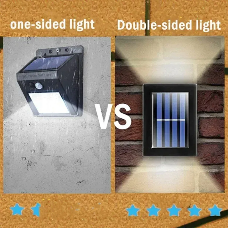 Lampes solaires extérieures à détection, applique murale solaire étanche, éclairage de jardin 6