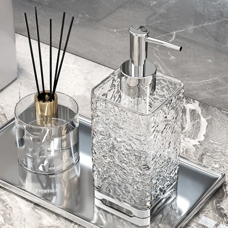 Distributeur de savon rechargeable à pompe en acrylique pour mains, vaisselle et liquides, pour cuisine, salle de bain et comptoir 3