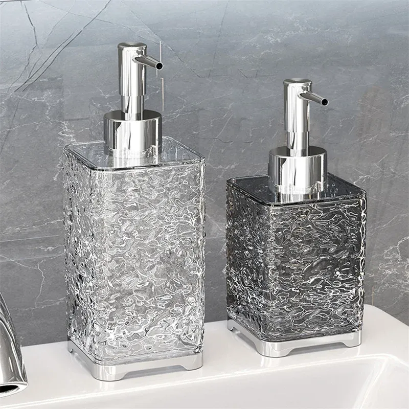 Distributeur de savon en acrylique rechargeable, vue d'ensemble