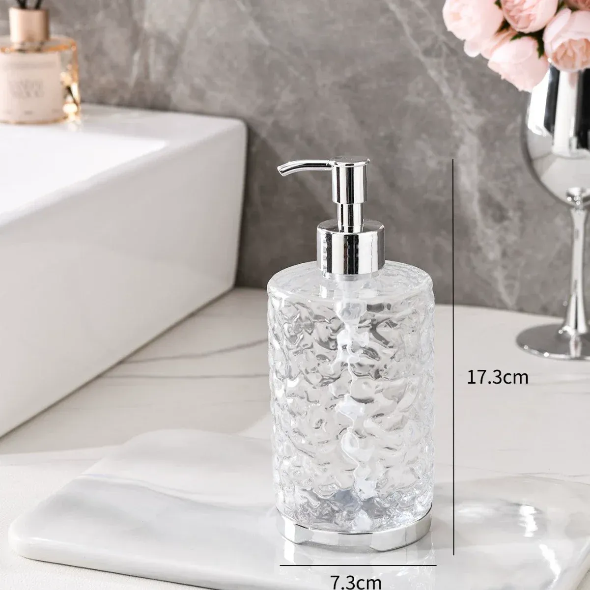 Distributeur de savon rechargeable à pompe en acrylique pour mains, vaisselle et liquides, pour cuisine, salle de bain et comptoir 6