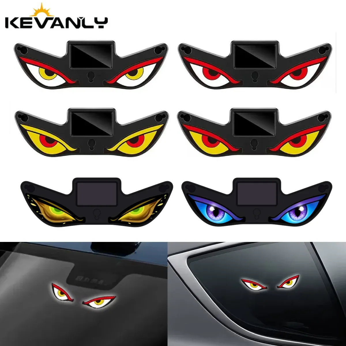 Lampe d'ambiance LED sans fil pour voiture effet « Demon Eye » avec ventouse, rechargeable par USB, à effet respiration