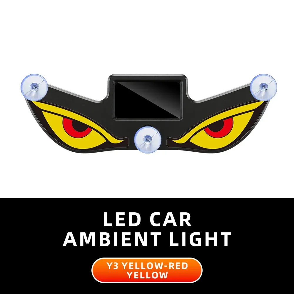 Lampe d'ambiance LED sans fil pour voiture effet « Demon Eye » avec ventouse, rechargeable par USB, à effet respiration 8
