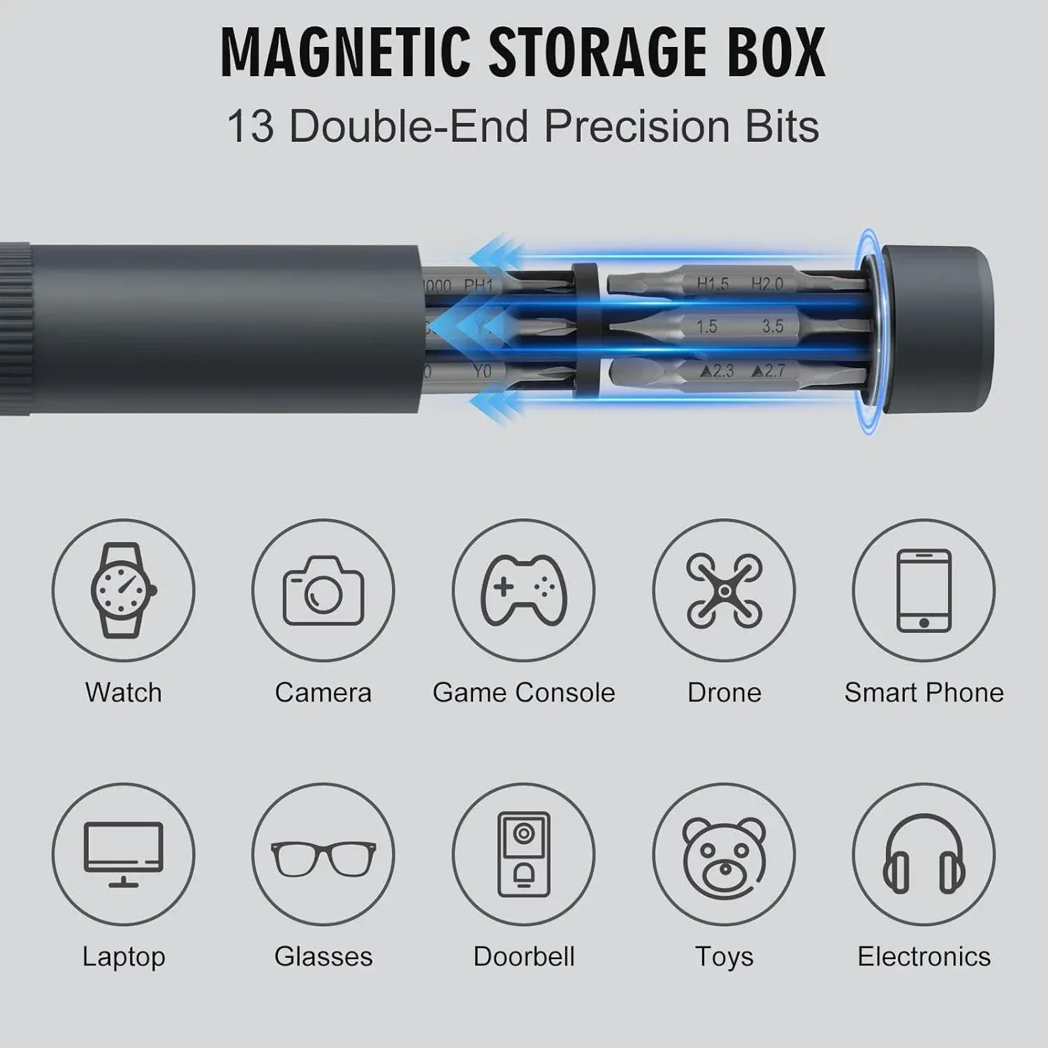 Jeu de tournevis de précision 27 en 1 à embouts magnétiques, format stylo, kit d'outils de réparation manuel pour lunettes, montres, PC, bijoux et iPhone 2