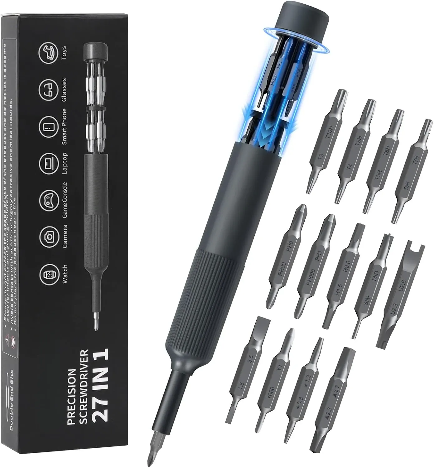Jeu de tournevis de précision 27 en 1 à embouts magnétiques, format stylo, kit d'outils de réparation manuel pour lunettes, montres, PC, bijoux et iPhone 7