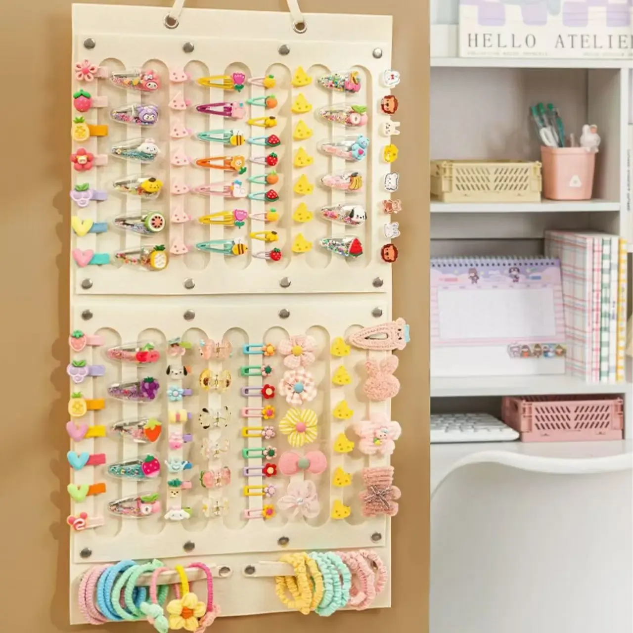 Organisateur mural suspendu pour accessoires de cheveux 7