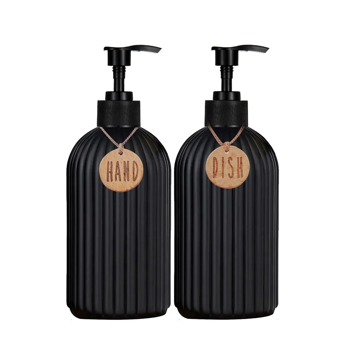 Distributeurs de savon de cuisine noirs avec plateau en silicone, flacons rechargeables pour savon mains et vaisselle de 500 ml, idéaux pour la décoration de l'évier, lot de 2 7