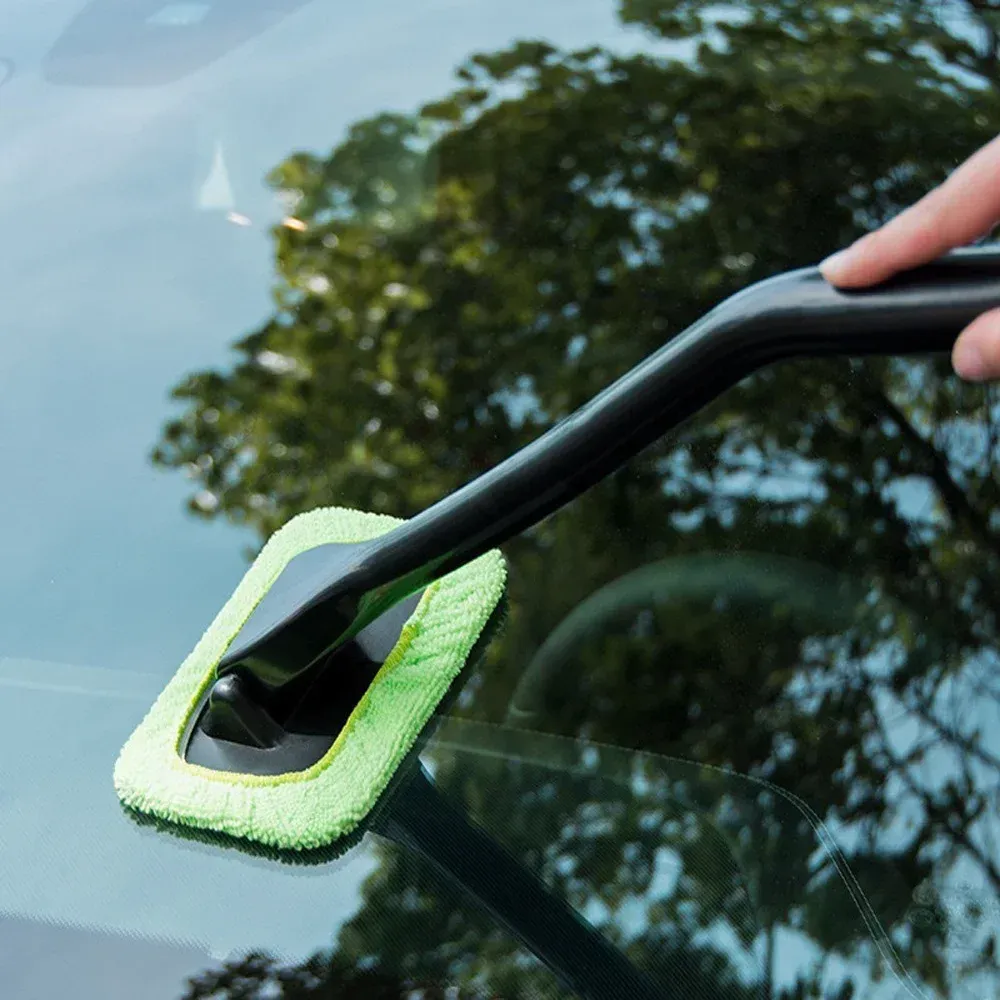 Kit de brosse de nettoyage pour vitres de voiture, outil de nettoyage de pare-brise avec manche long, brosse intérieure pour essuie-glace 3