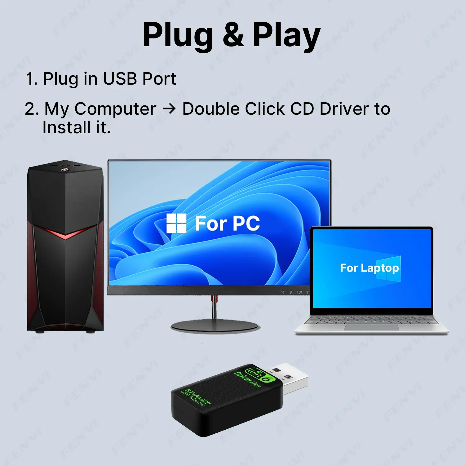 Adaptateur USB WiFi 6 AX900 BT5.4 2 en 1, dongle double bande 2,4 GHz et 5 GHz, récepteur réseau sans fil sans pilote pour PC et ordinateur portable sous Windows 10/11 5