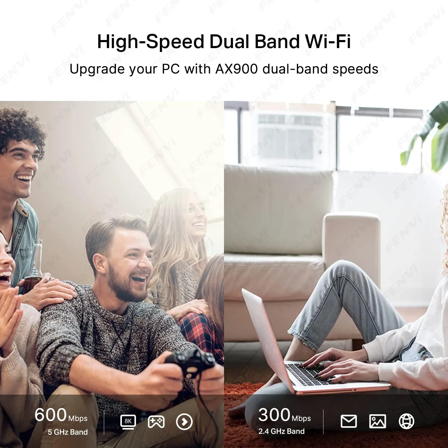 Adaptateur USB WiFi 6 AX900 BT5.4 2 en 1, dongle double bande 2,4 GHz et 5 GHz, récepteur réseau sans fil sans pilote pour PC et ordinateur portable sous Windows 10/11 6