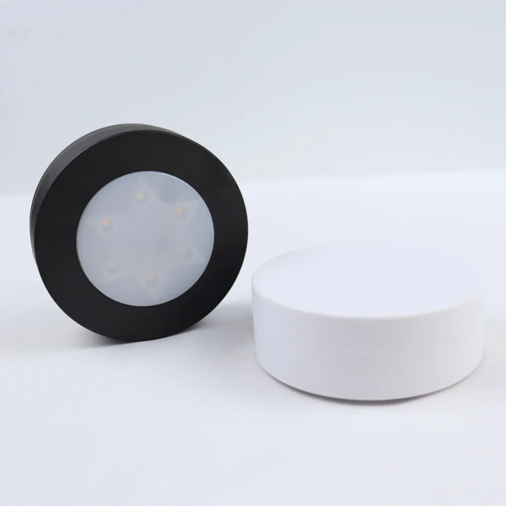 Lampe LED ronde pour armoire et placard à piles, éclairage dimmable à température de couleur réglable, avec télécommande 4