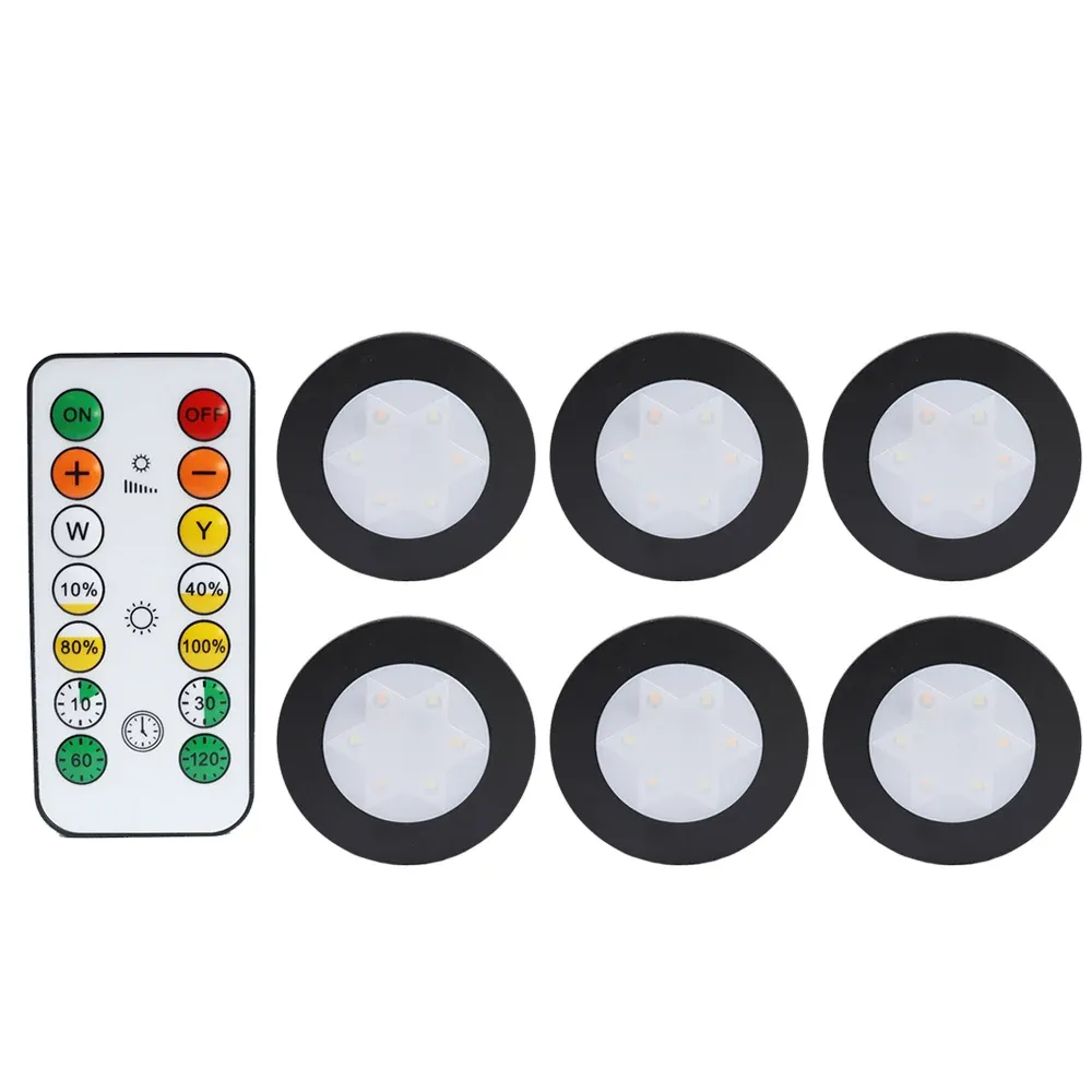 Lampe LED ronde pour armoire et placard à piles, éclairage dimmable à température de couleur réglable, avec télécommande 12