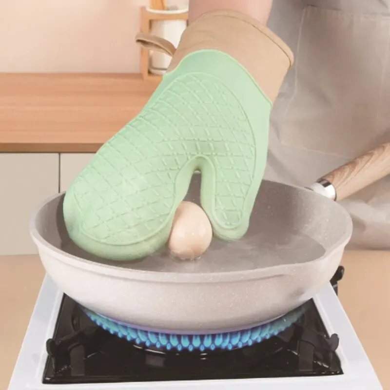 Gant isolant en silicone, anti-brûlure et antidérapant pour la cuisine, long et épaissi, résistant aux hautes températures 6