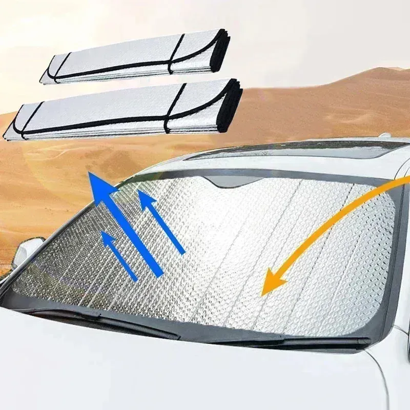 Pare-soleil de voiture en film, protection pare-brise, accessoire auto pliable 140 x 70 cm, protection UV 2