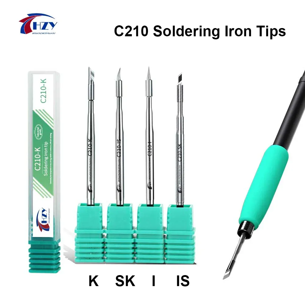 HZY C210 Pointes de fer à souder, outils de soudage K/SK/I/IS universels 210, poignée de fer à souder électrique pour kit de station de soudage T210 - Image 1