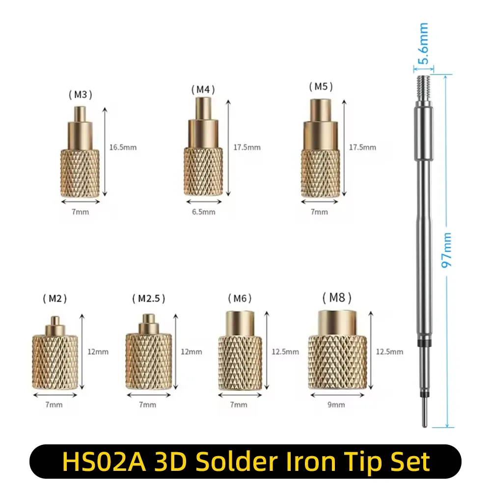 FNIRSI HS02A Kit d'insertion d'écrous thermosertis pour impression 3D, fer à souder spécialisé avec tête de presse pour filetage intégré 3
