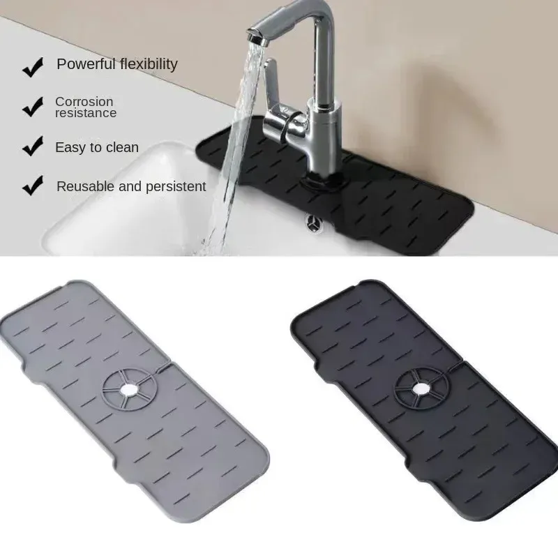 Tapis en silicone pour robinet de cuisine, protection anti-éclaboussures pour évier