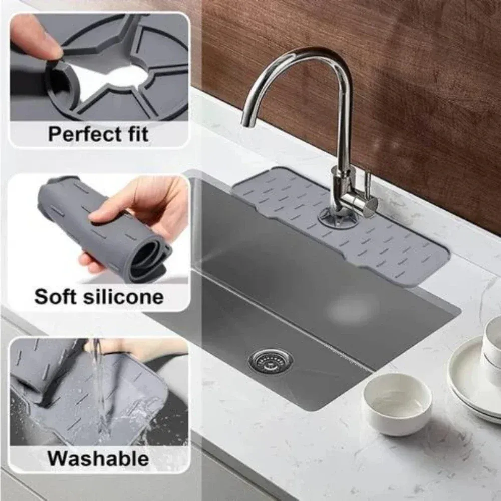 Tapis en silicone pour robinet de cuisine, protection anti-éclaboussures pour évier 4