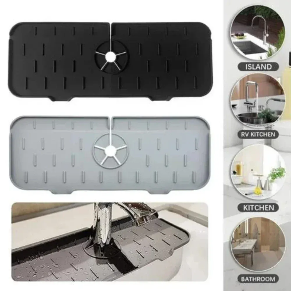 Tapis absorbant en silicone pour robinet de cuisine