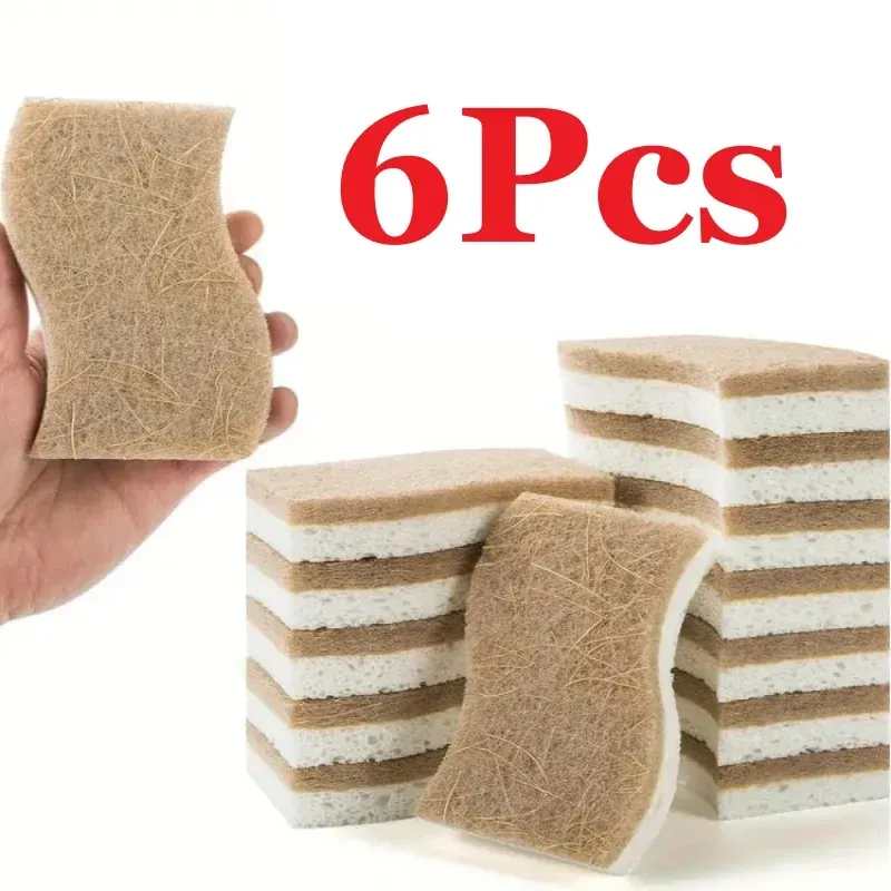 Éponge de cuisine naturelle en cellulose et fibre de noix de coco, éponges de nettoyage ménager blanches, lot de 1, 6 ou 12 pièces 9