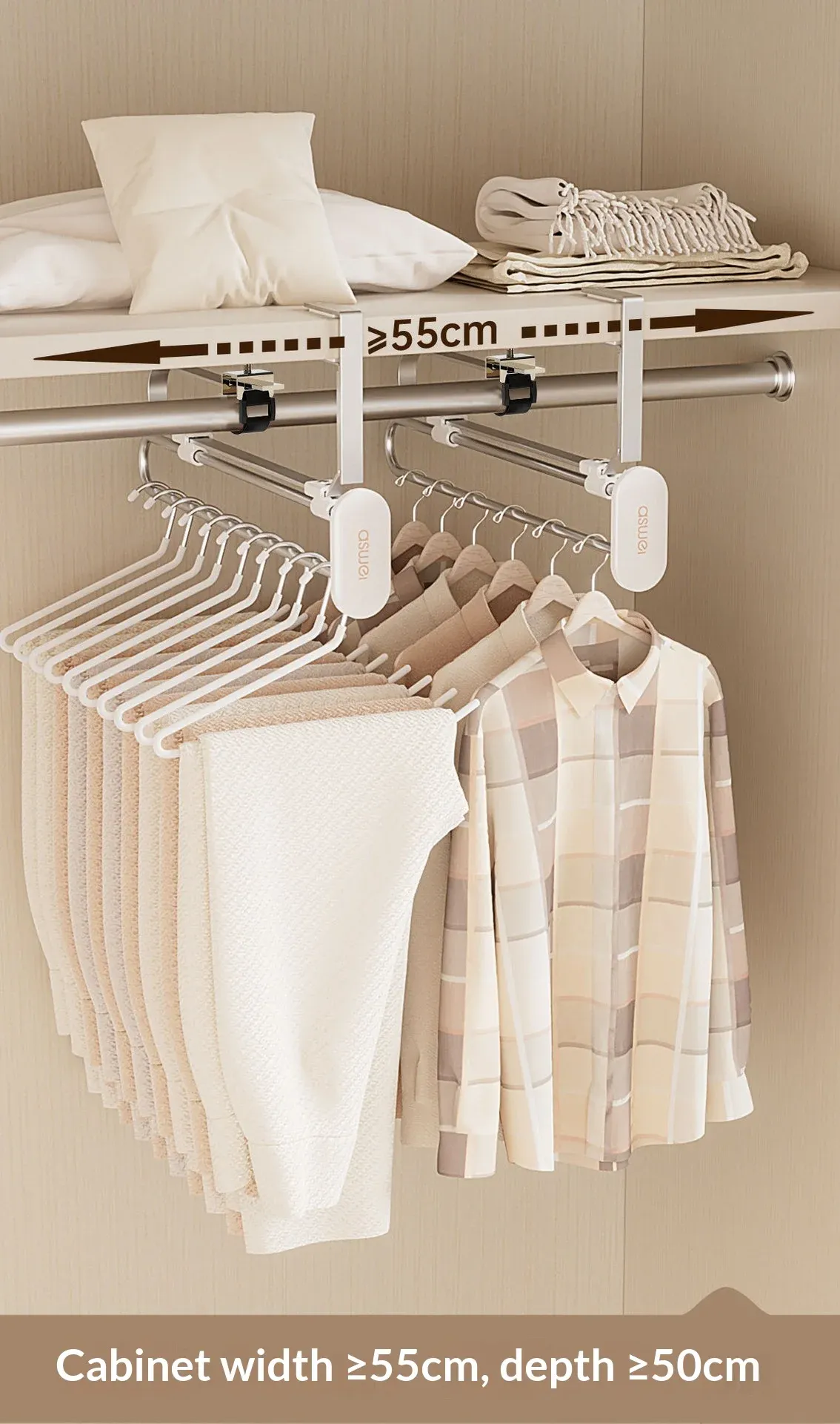 Porte-pantalon dans un espace de rangement compact
