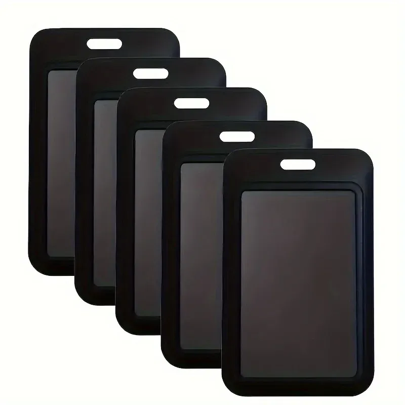 Porte-badge rétractable coulissant 2/5 pièces, étui vertical rigide en plastique noir avec mousqueton 7