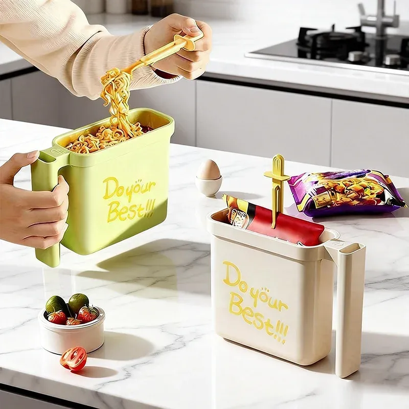 Bol à nouilles instantanées avec fourchette, boîte-repas résistante à la chaleur, qualité alimentaire - Image 1