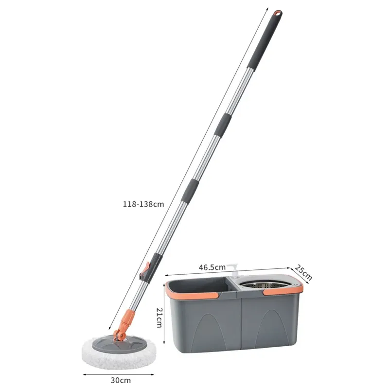 Ensemble de vadrouille rotative double avec têtes en microfibre réutilisables, balai à rotation à 360° et poignées amovibles 6