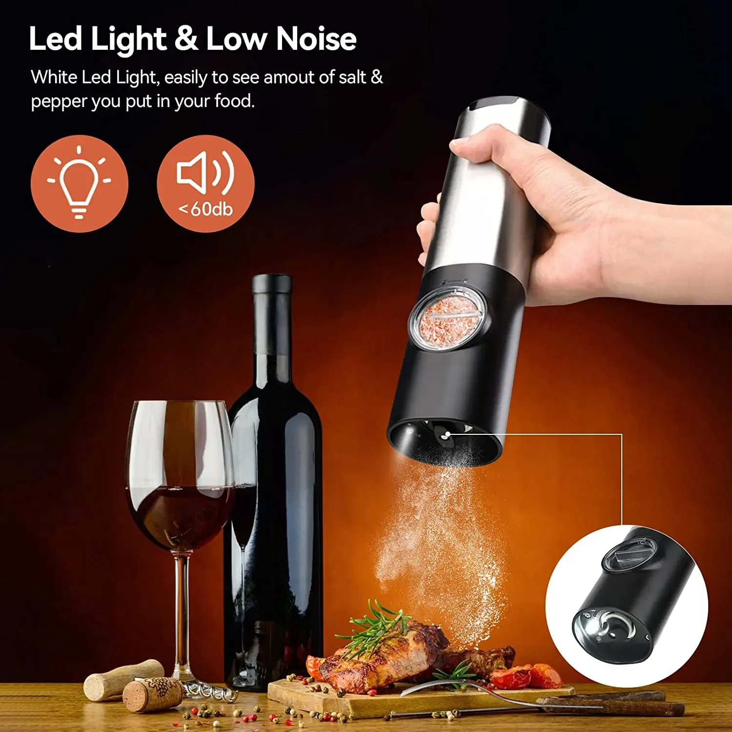 Moulin à épices électrique en usage en cuisine