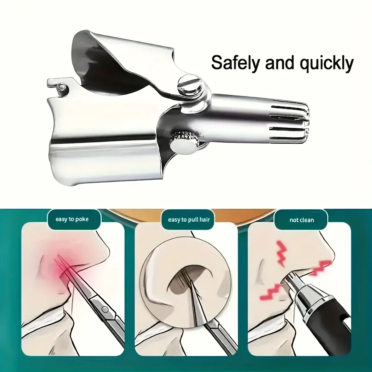 Tondeuse à poils de nez pour hommes et femmes, rasoir manuel mécanique en acier inoxydable, outil d'épilation lavable avec brosse 6