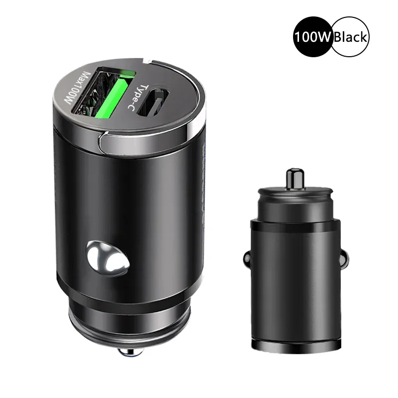 Mini chargeur de voiture 100 W à charge rapide USB-C PD et QC 3.0 pour iPhone, Xiaomi, Samsung et Huawei 10