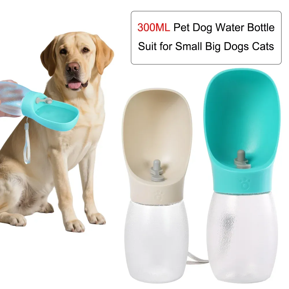 Bouteille d'eau portable pour chien 300 ml avec bol intégré, adaptée aux chiots, aux chiens de petite et moyenne taille et aux chats, idéale pour la randonnée 1
