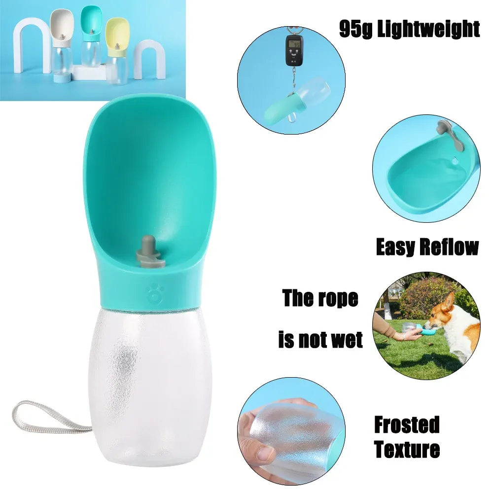 Bouteille d'eau portable pour chien 300 ml avec bol intégré, adaptée aux chiots, aux chiens de petite et moyenne taille et aux chats, idéale pour la randonnée 3